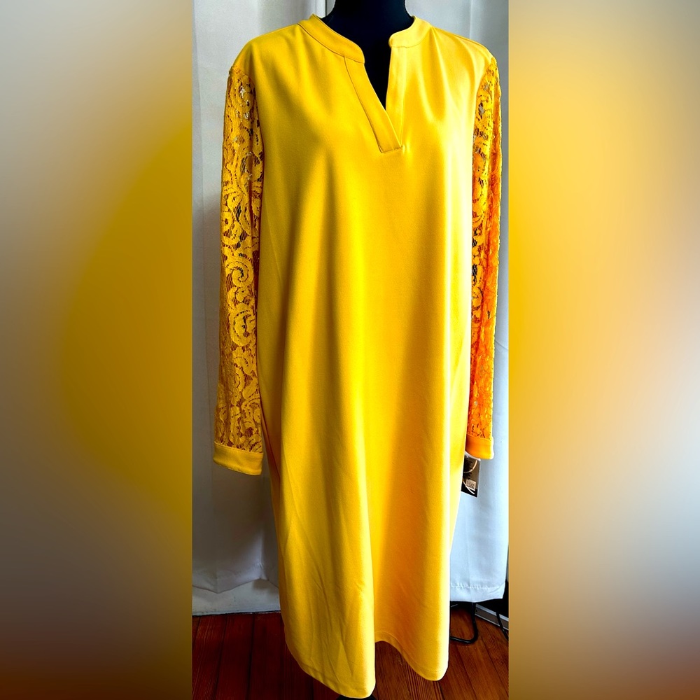 Xl yellow dress with lace arms Kasper